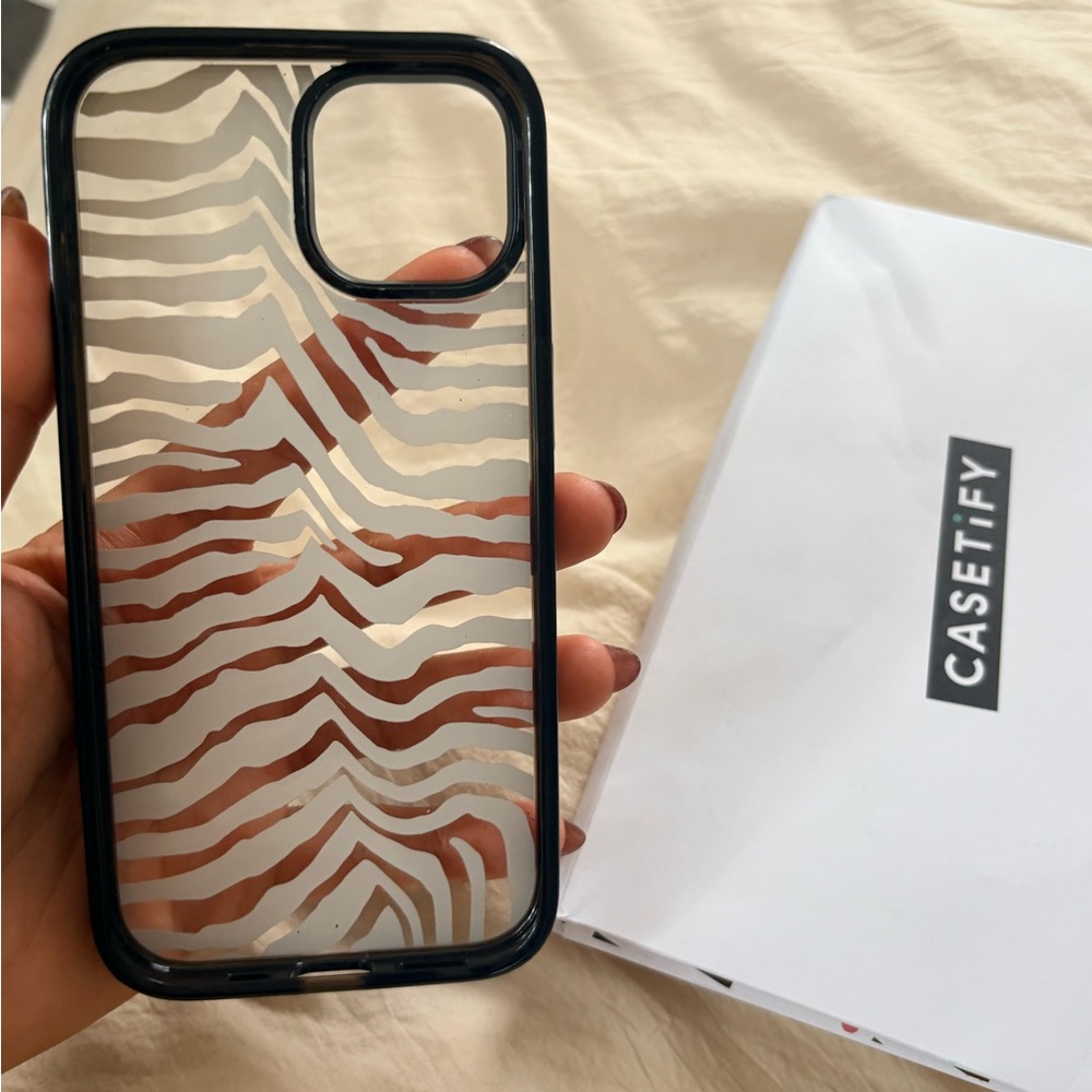 IPHONE 15 brand new Casetify Clear Zebra Stripe Case with Black Trim